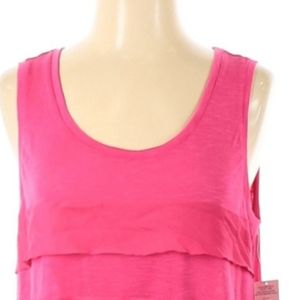 Lord & Taylor Tank Top, in Tulip Pink with horizontal trim on front.